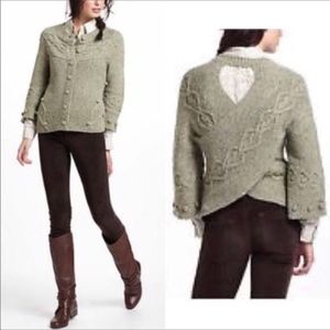 Anthropologie Sweater Far Away From Close Green